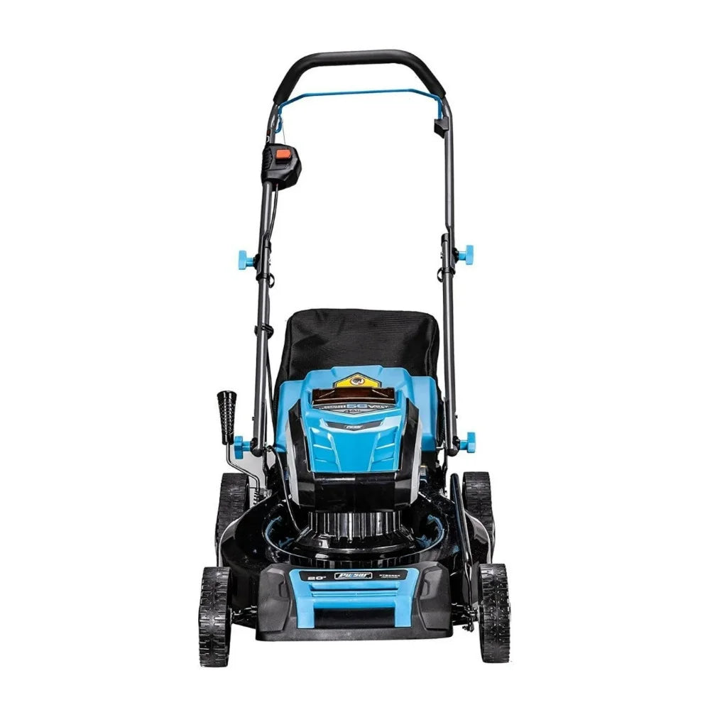 20” 56V Battery Powered Push Lawn Mower, Cordless, with Rear Bag, Lithium-Ion, Blue