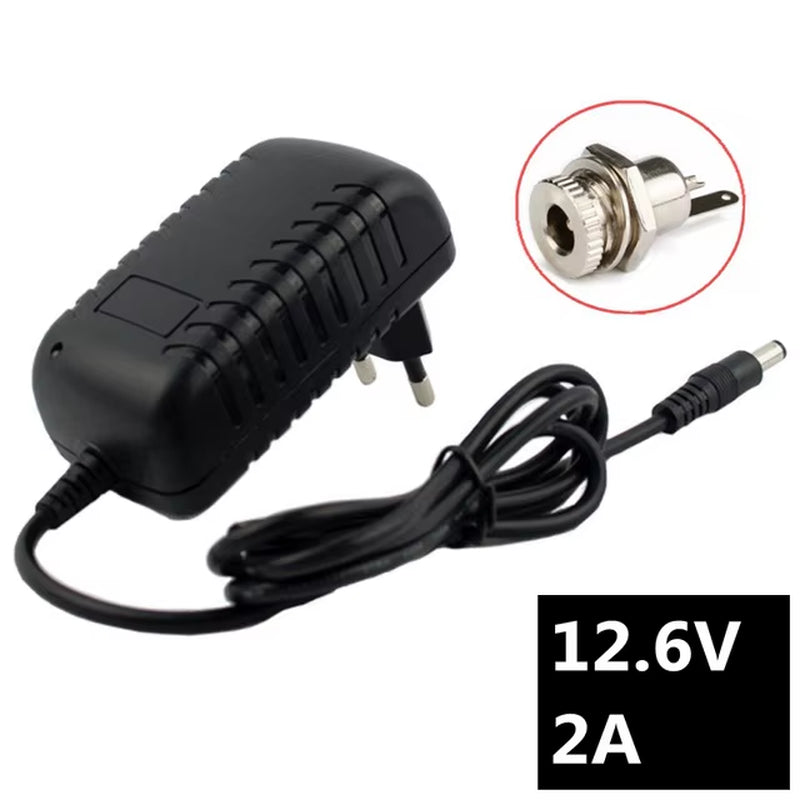 12.6V 2A Battery Charger 18650 Lithium Battery Charger for 12V 3 Series Li-Ion Battery Polymer Smart Charger 18650 Battery Pack