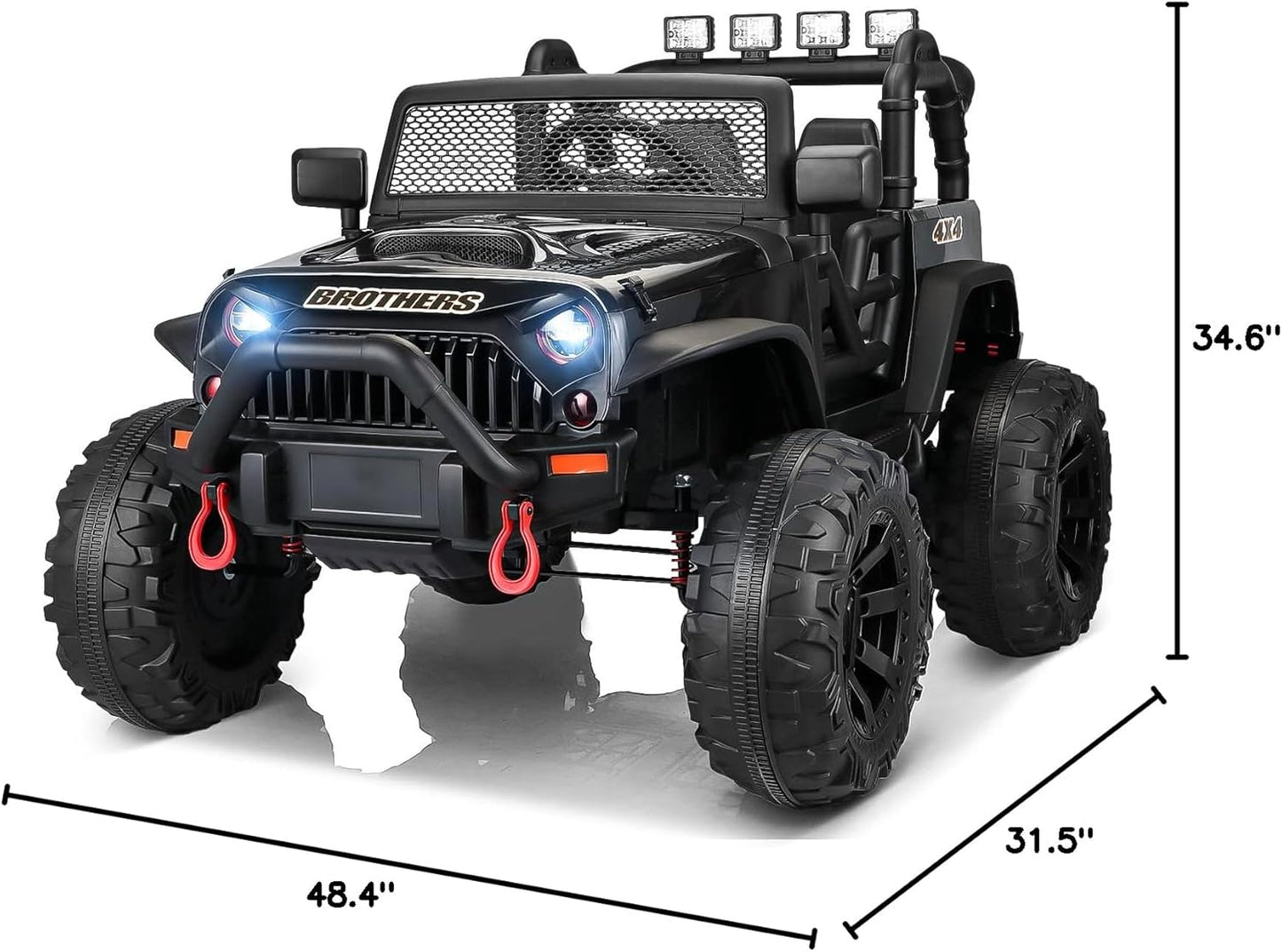 12V Kids Ride on Truck Toys with Remote Control Electric Vehicles with 3 Speeds for Boys Girls in Black