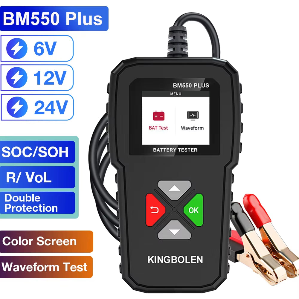 BM550, BM550 plus Car Battery Tester 6V 12V 24V Battery System Detect Auto Battery Analyzer Car Battery Tool SOC SOH