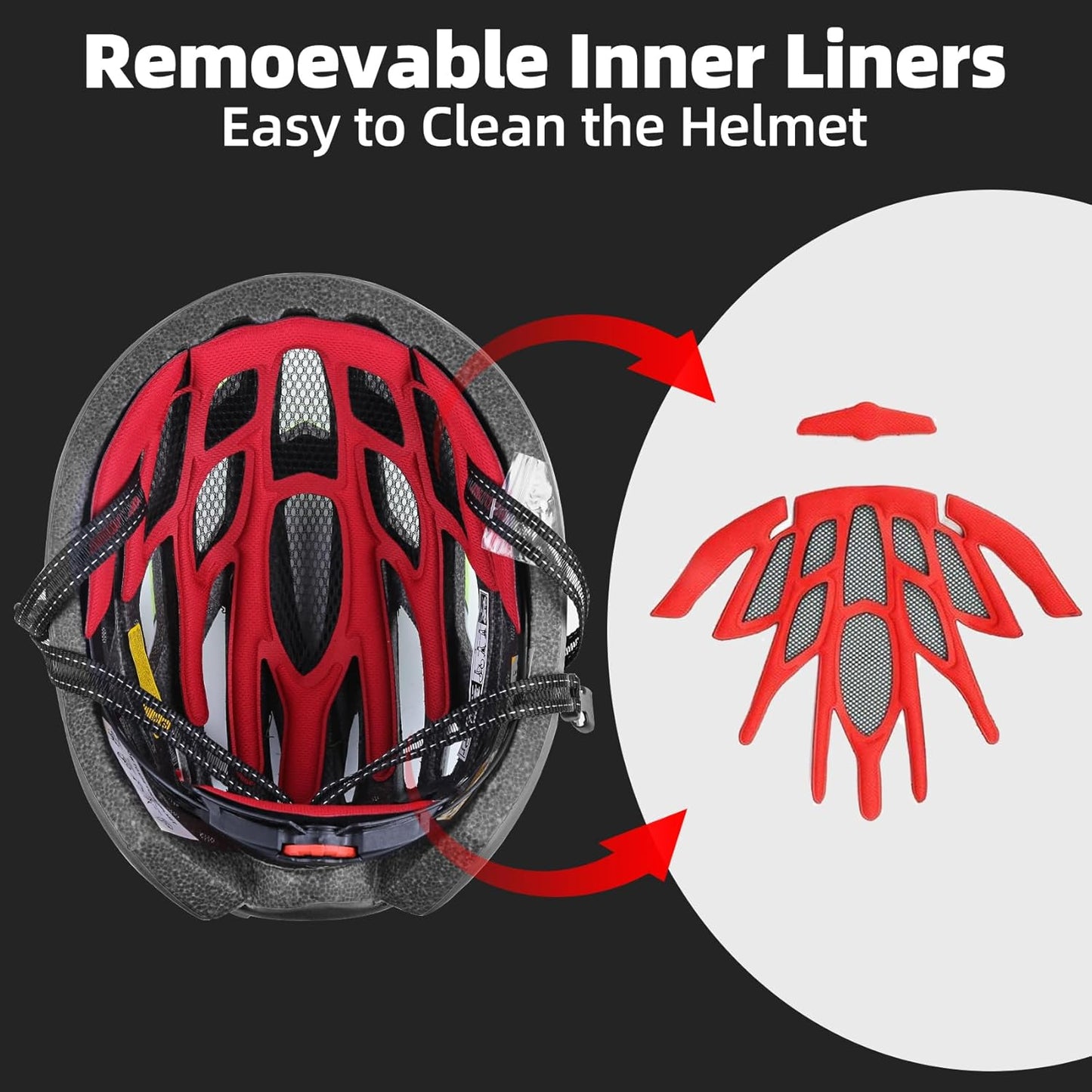Bike Helmet, Bicycle Helmet with Rear Light & Detachable Magnetic Goggles Lightweight Cycling Helmet Adjustable for Adult Men Women Mountain & Road (BC-069)