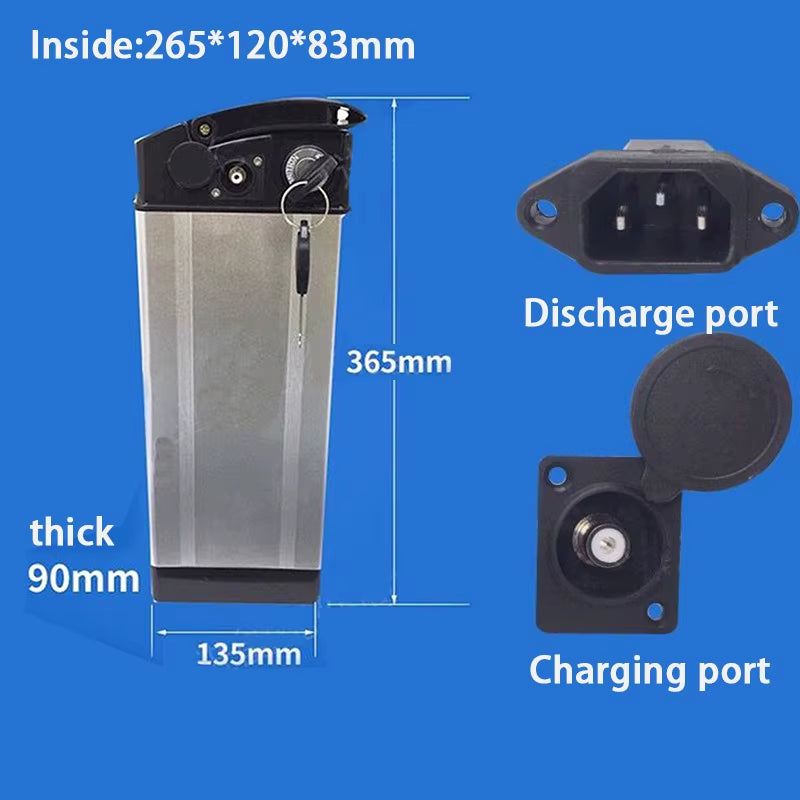36V 48V Electric Car Bike Lithium Battery Box Folding Bicycle Sea Battery Battery Case Aluminum Alloy Shell 18650 Holder Cover