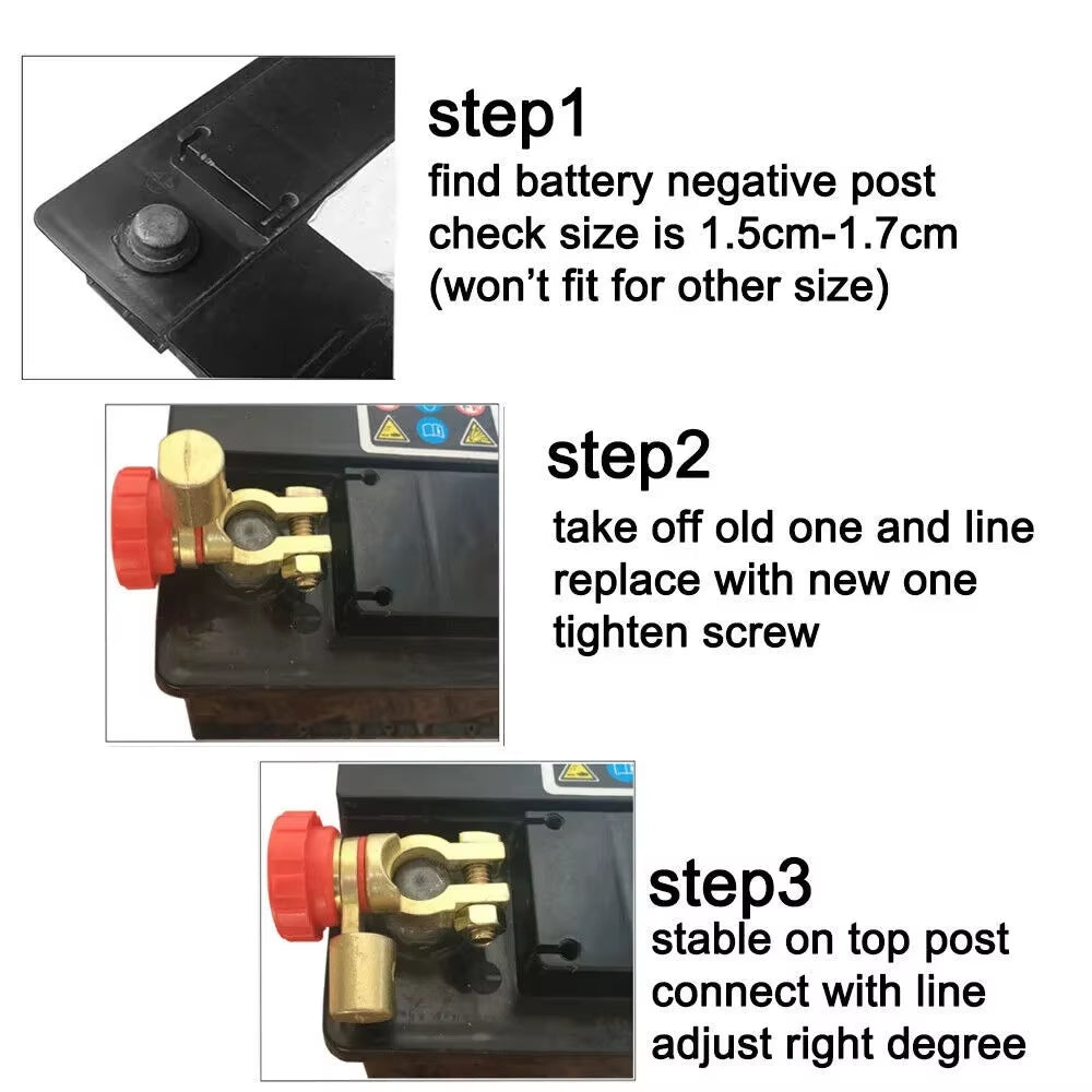Car Battery Power off Switch Battery Isolator Quick Cut-Off Switch Disconnect Battery Terminal Link Switch Car Truck Accessories