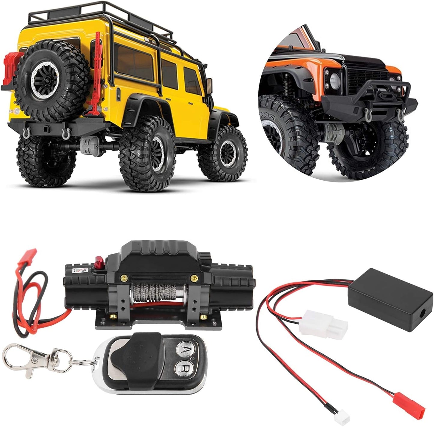RC Winch Set, RC Metal Automatic Double Motor Simulated Winch Controller Receiver Fits for TRAXXAS Car(A Type)