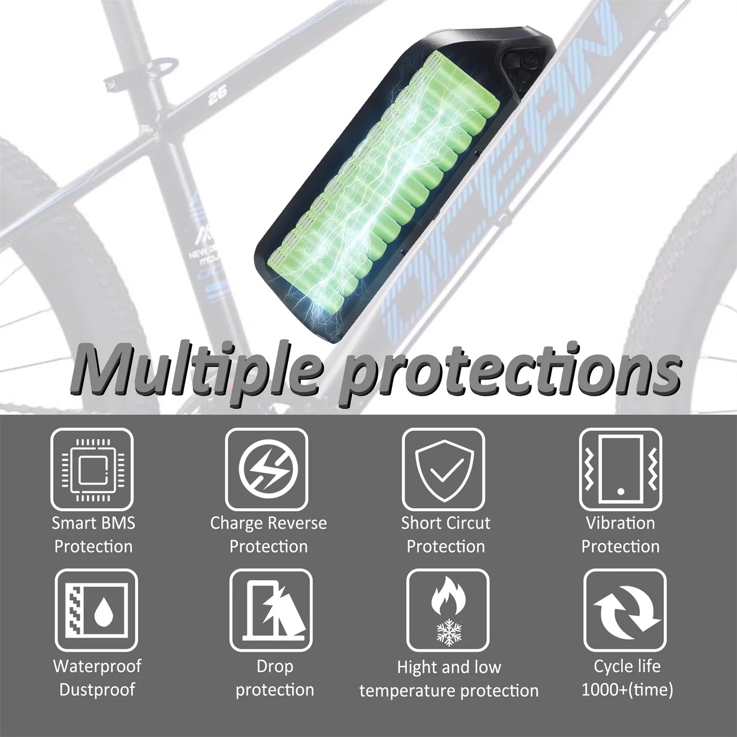 48V 10AH Ebike Battery 48V Lithium Battery 750W-1500W 48V Battery for Adult Electric Bike Tricyle