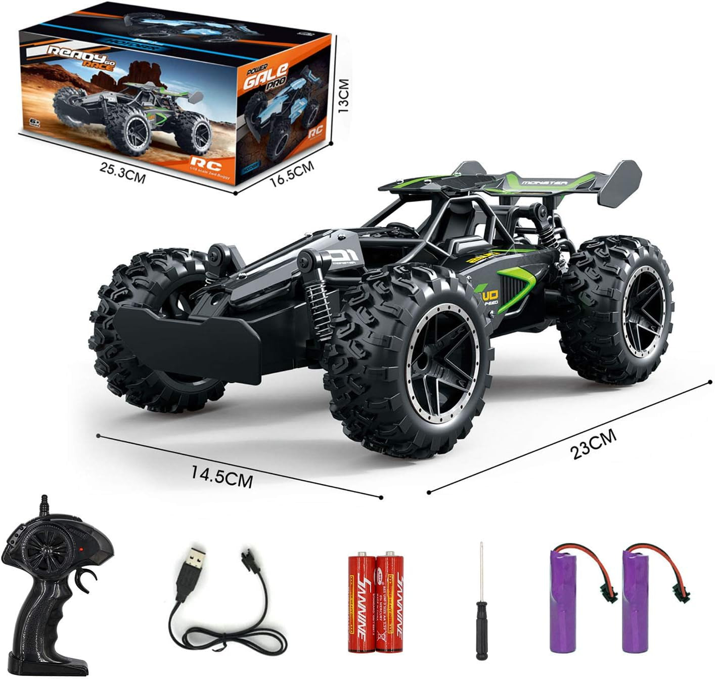 Remote Control Car, RC Cars for Boys Age 8-12, Toys Cars for Boys Age 4-7, 1:18 2.4Ghz Monster RC Truck Toys for Girls, off Road RC Crawler Easter Basket Stuffers Gift Idea for Kids(Black Green)