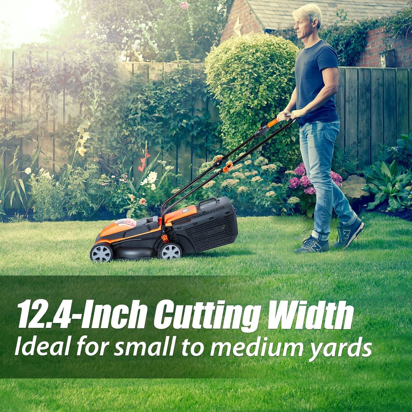 13In 24 V Cordless Lawn Mower with Push Button Start