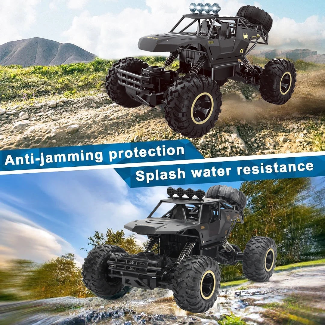 1:12 Rc Car,Off Road Truck Remote Control Car Metal Shell 2.4G 4WD Dual Motors, with 2 Batteries Black
