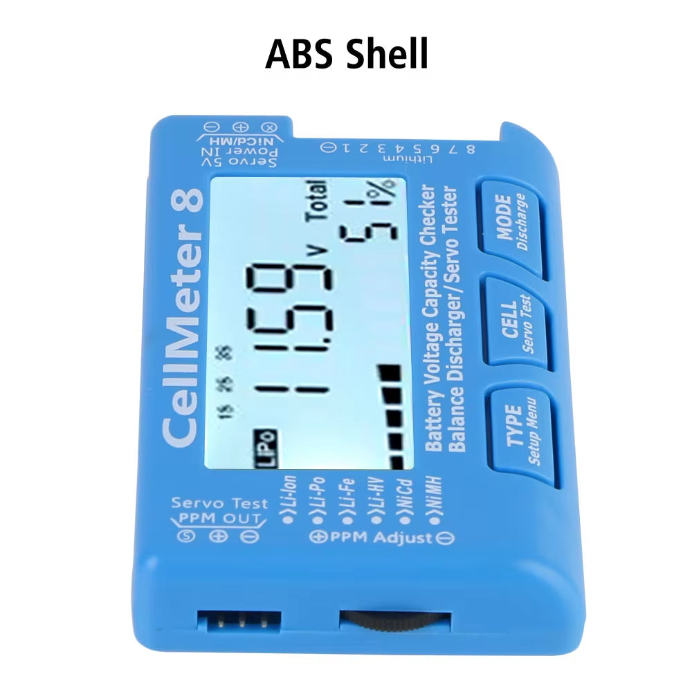 Battery Discharge Device Battery Voltage Tester 2-8S Digital Battery Capacity Checker RC Cellmeter 8
