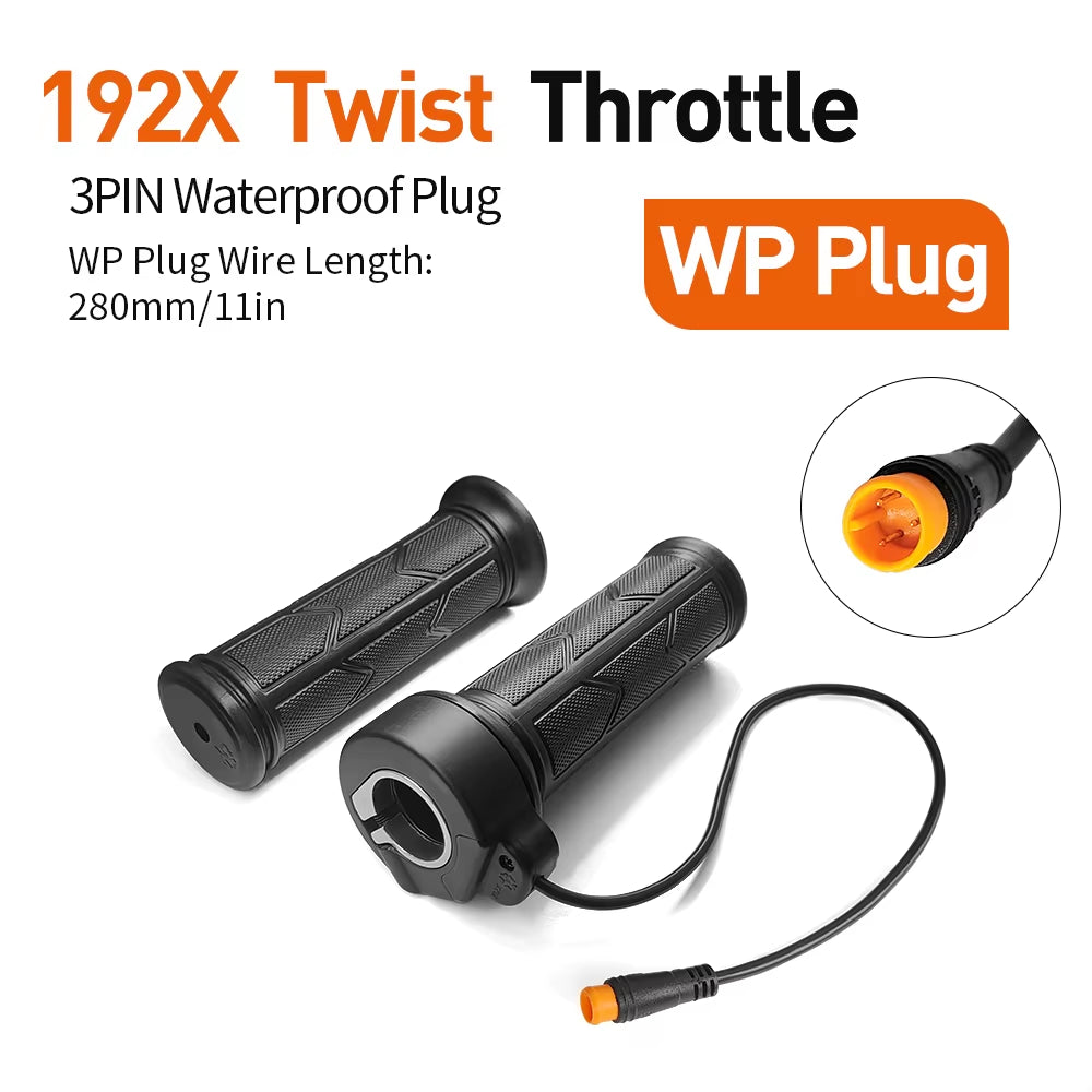 WUXING 192X Full Twist Throttle Electric Bicycle Right Handle Throttle Waterproof/Sm Connector for E Bikes or Electric Scooter