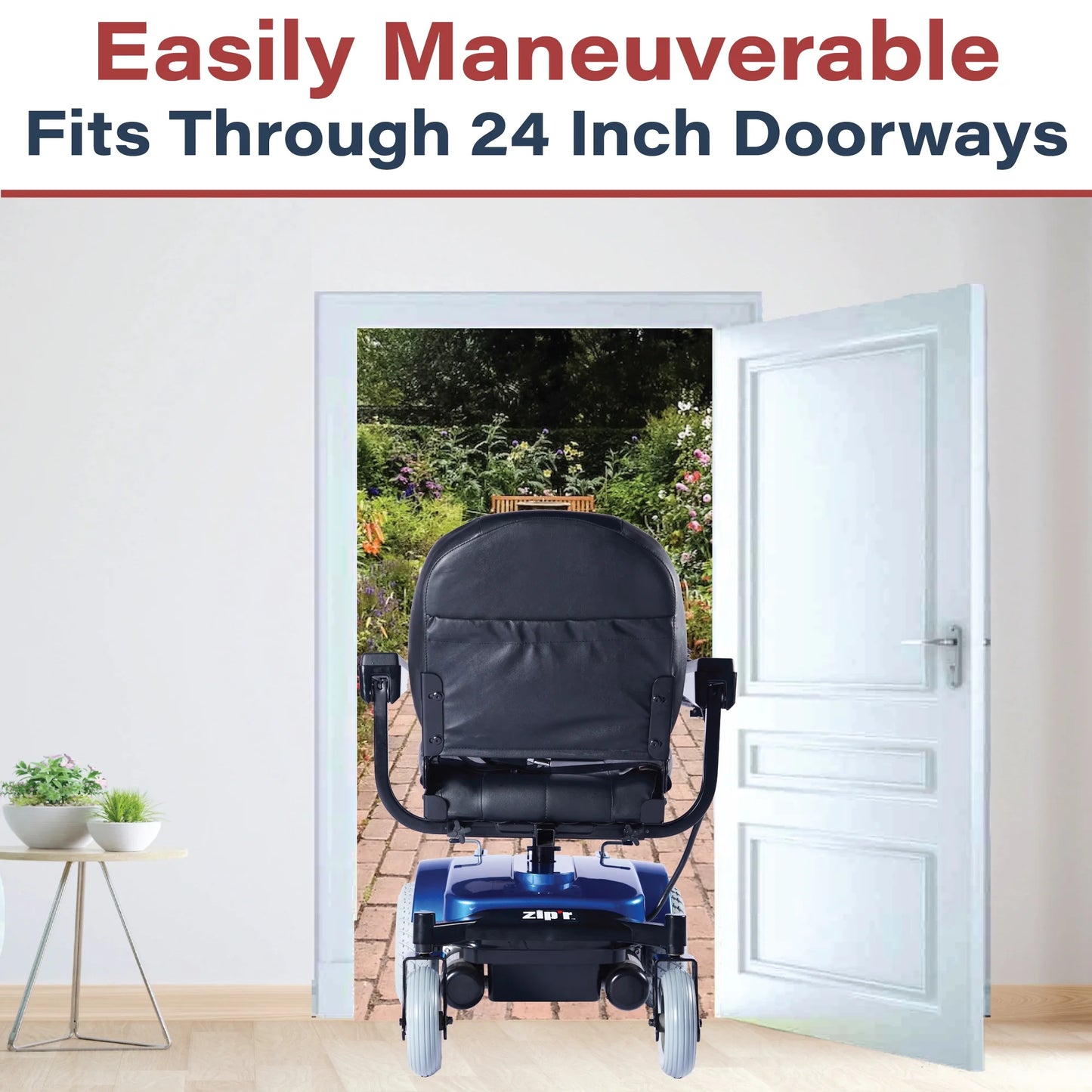 Zipr PC Power Electric Wheelchair - Full Size Long Range Motorized Wheelchair - Electric Wheelchairs for Adults, Seniors, Elderly, Travel - Blue
