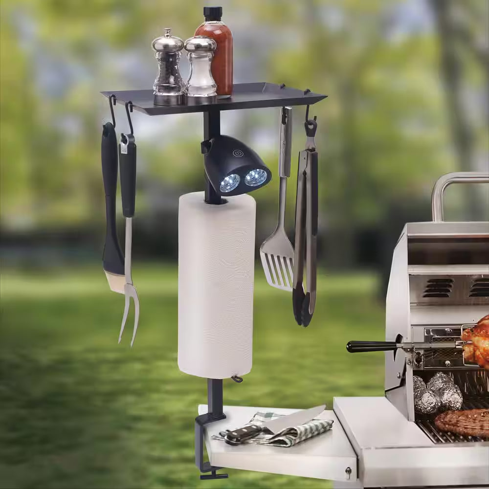 BBQ Accessory Organizer with High Powered LED Grill Light