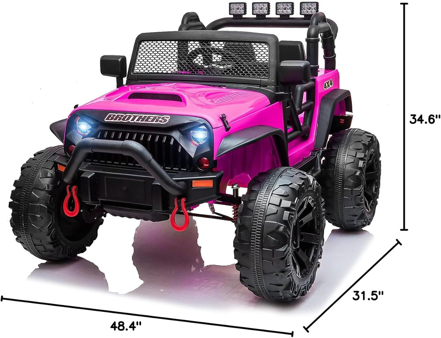 12V Kids Ride on Truck Toys with Remote Control Electric Vehicles with 3 Speeds for Boys Girls in Rose Red