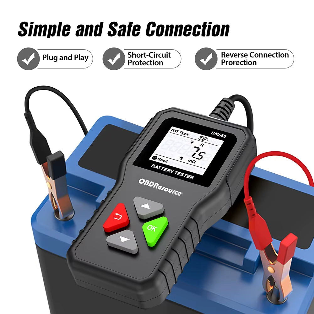 Car Battery Tester 100-2000 CCA Car Battery Tool 6V 12V 24V Car Battery Tester Car Battery Analyzer BM550 Battery Testing Tool