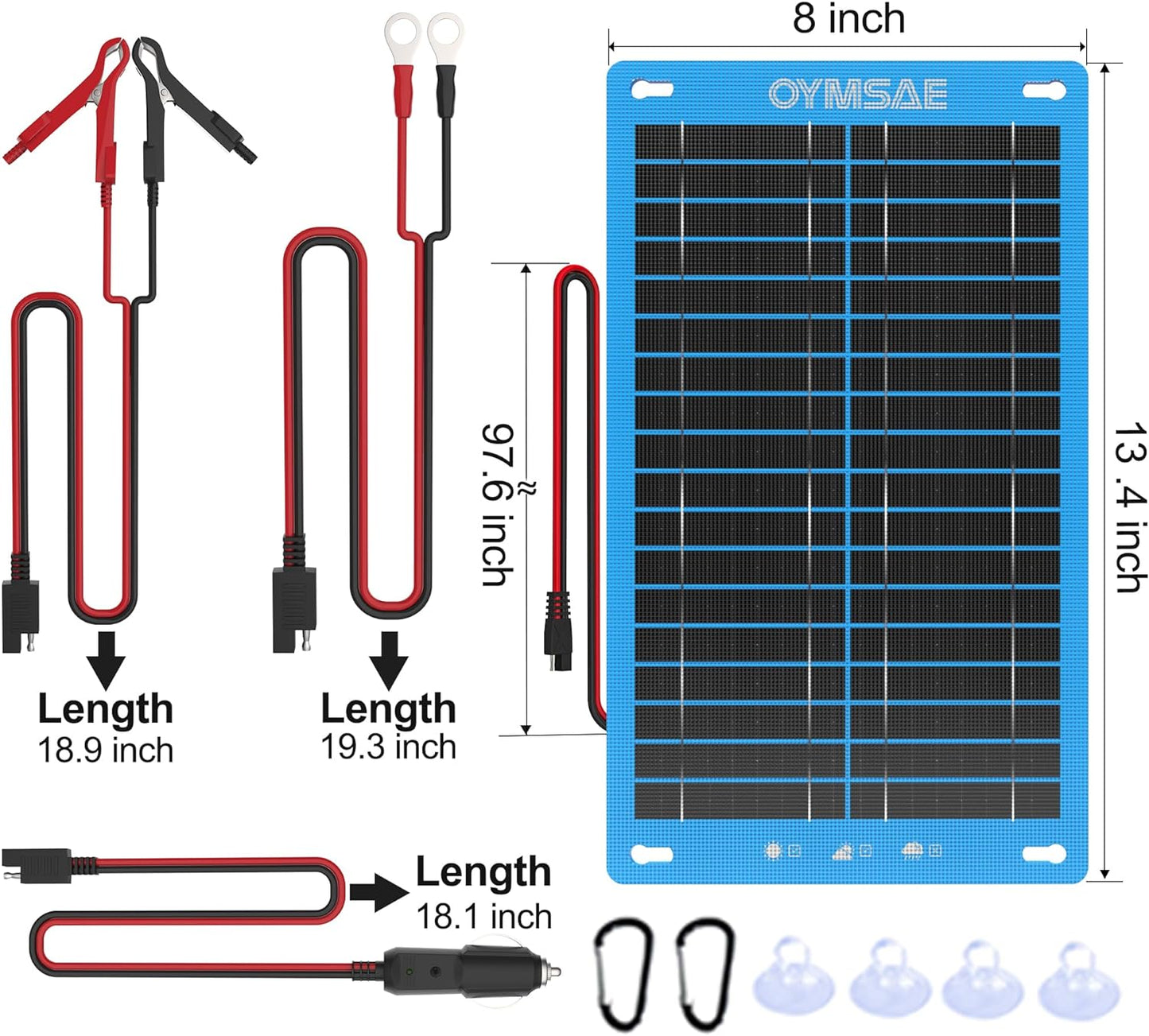 12W Solar Car Battery Charger, 12V Trickle Charger & Maintainer, Waterproof