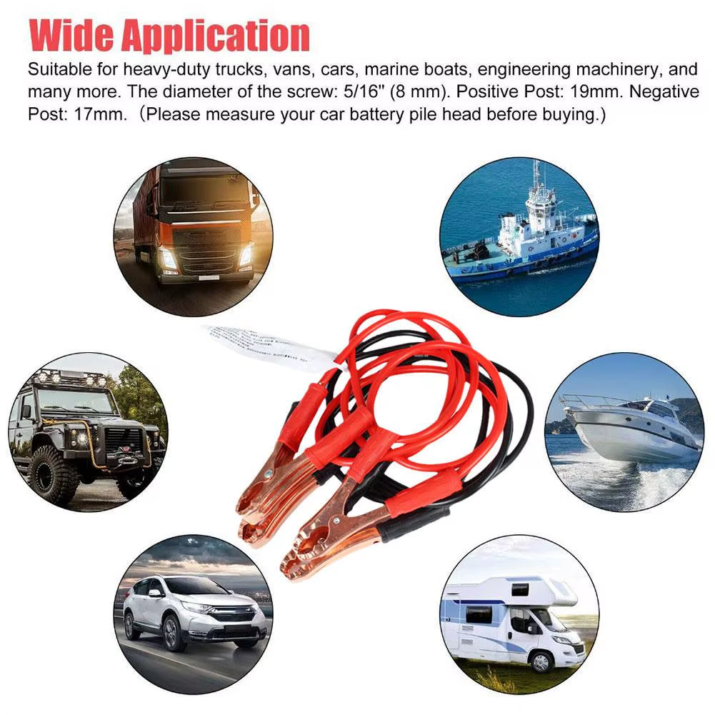 500A 1.8M Car Battery Double-Ended Clip 480G Alligator Battery Cable Clip Emergency Kit Car Battery Jump Firewire Cable
