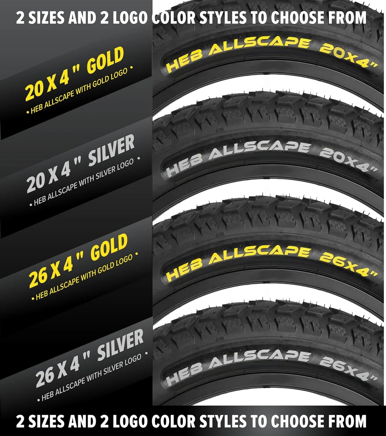 ALLSCAPE 20X4 Fat Tire for E-Bikes, Includes 2 Tires