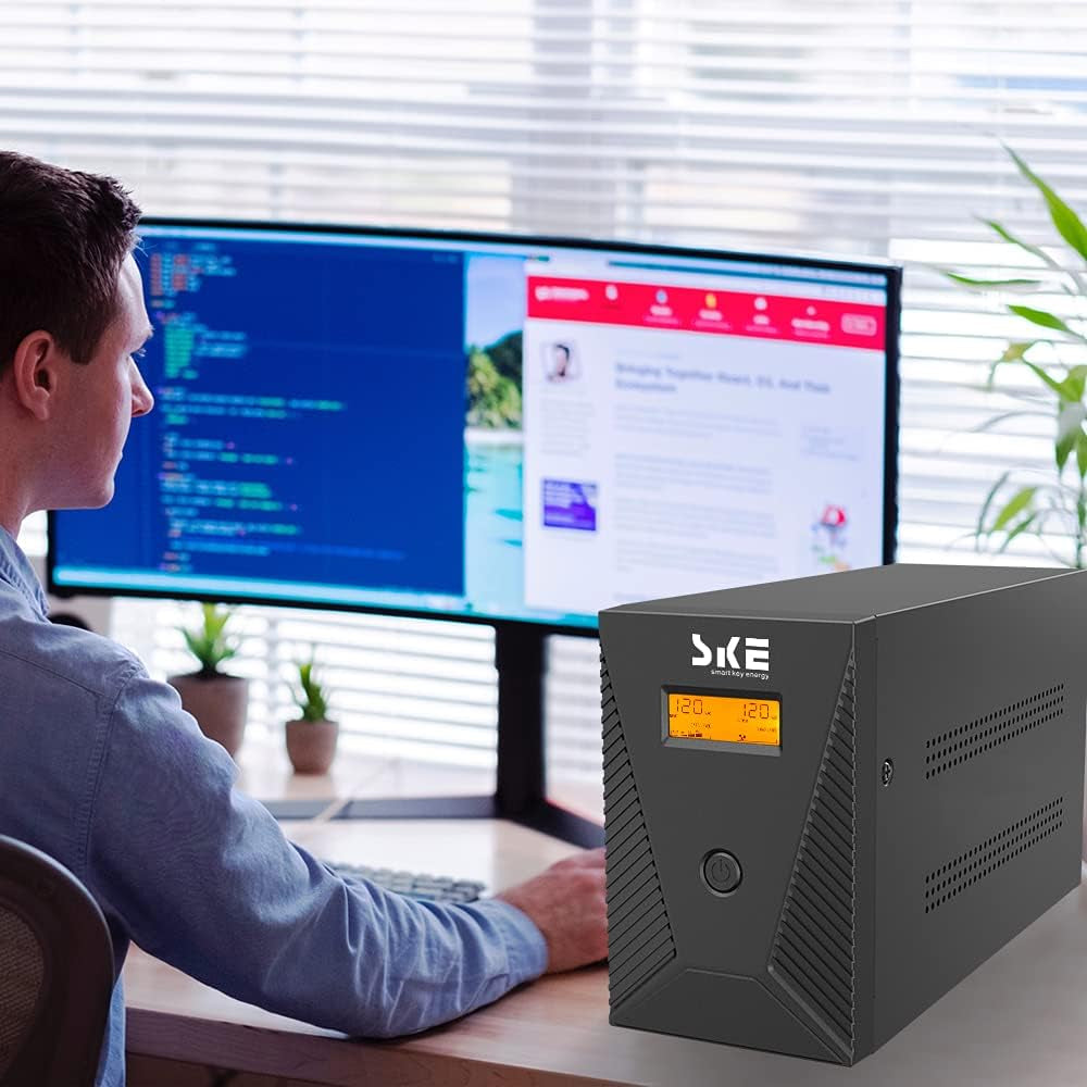 Back UPS Battery Backup Intelligent LCD Battery Backup and Surge Protector,Uninterruptible Power Supply,Battery Backup for Computer… (SK1500)