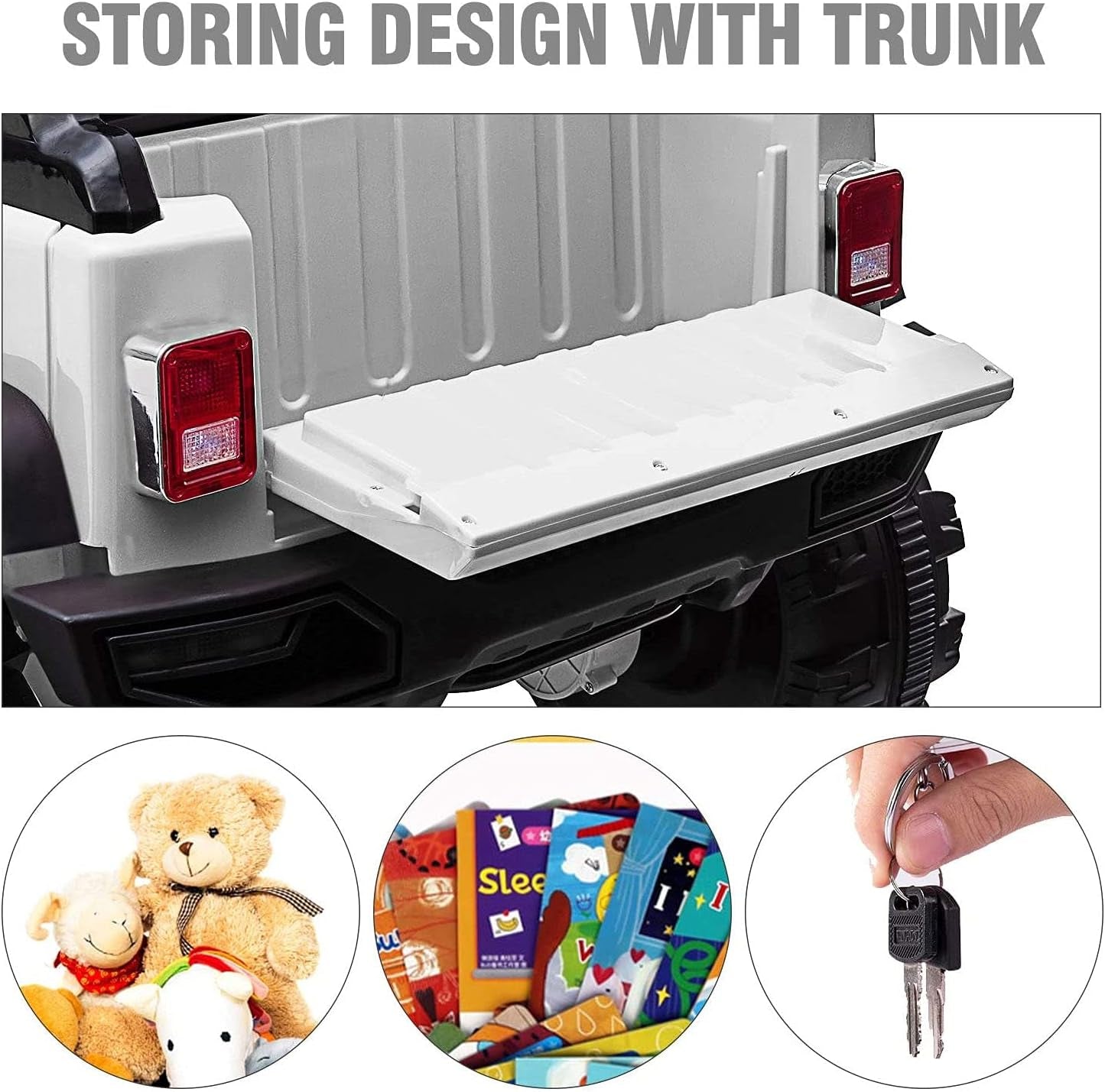 12V Kids Ride on Cars Truck with Remote Control 3 Speeds Toddler Motorized Vehicles Toys for Girls Boys (White)