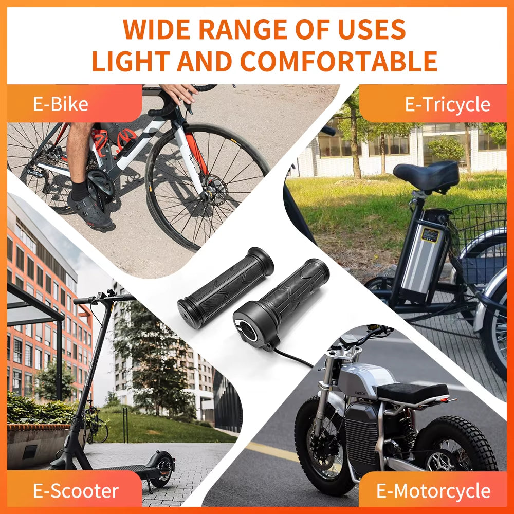 WUXING 192X Full Twist Throttle Electric Bicycle Right Handle Throttle Waterproof/Sm Connector for E Bikes or Electric Scooter