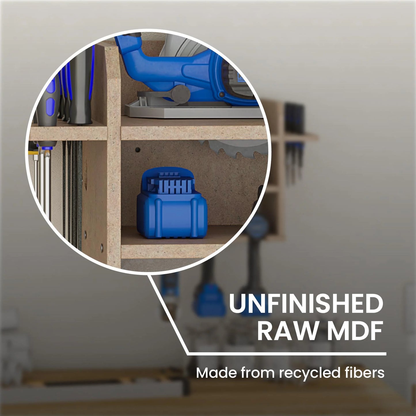 Benford Hanging Wall Mount Tool Organizer, Raw Board