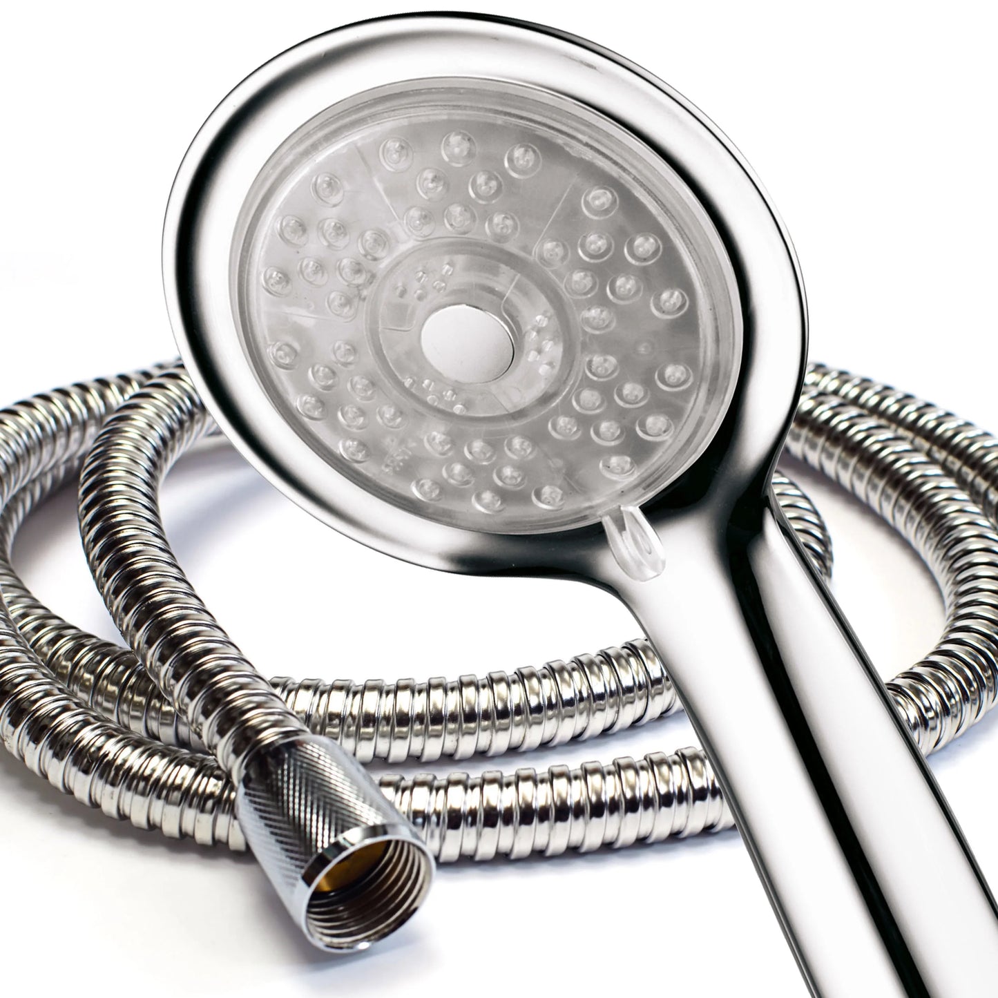 7-Color 4-Setting LED Handheld Shower Head with Pressure-Boost Nozzles