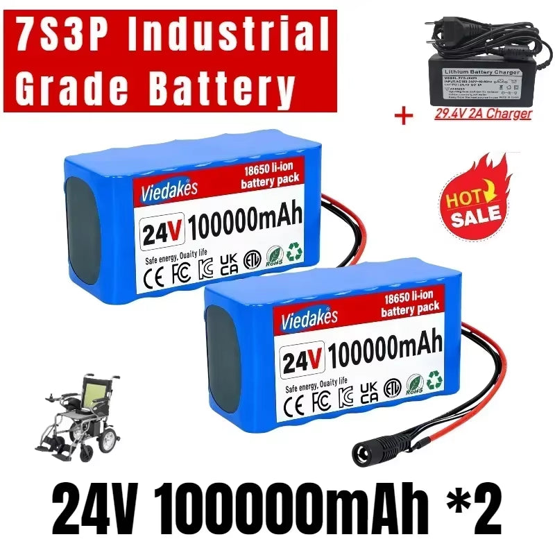 7S3P 24V 100Ah 18650 Lithium Batteries, Wheelchair Battery, Suitable for Electric Wheelchairs, Toy Cars, Quality Assurance