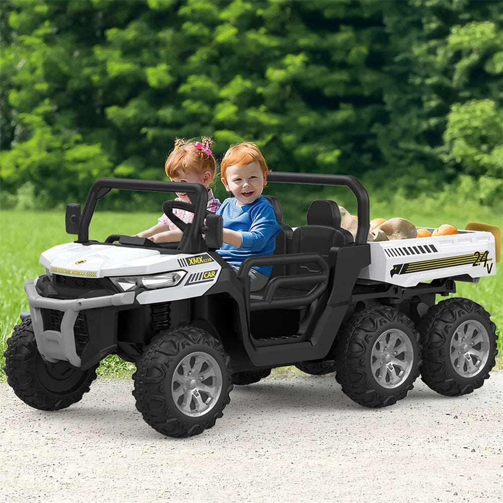 24V Ride on Car for Kids 3-8 with Remote Control Electric Utility Vehicles UTV 4WD Battery Powered 6 Wheeler,6X6 Ride on Dump Truck