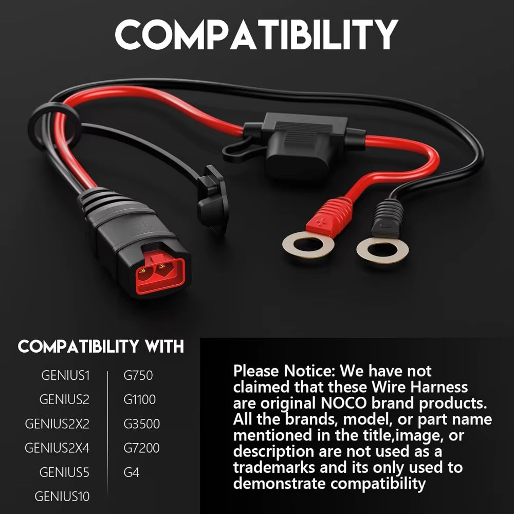 55CM 16AWG Wires Harness with X-Connect M6 Eyelet Terminals for Noco Battery Charger Battery Tender Leads NOCO Battery Tender,