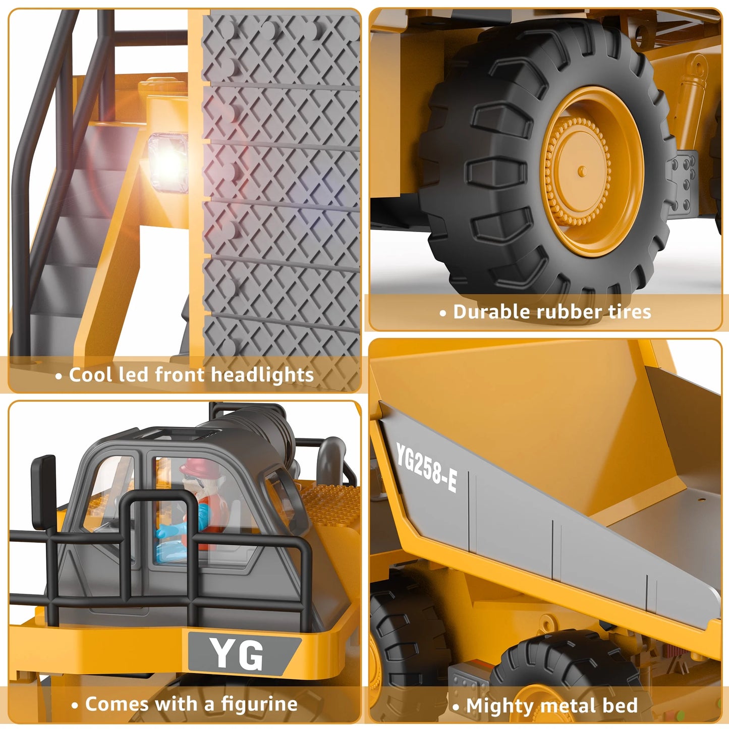 Remote Control Dump Truck,Rc Truck Toy for Kids,9 Channel Construction Vehicles Toy,Gifts for Boys and Girls Aged 6-12