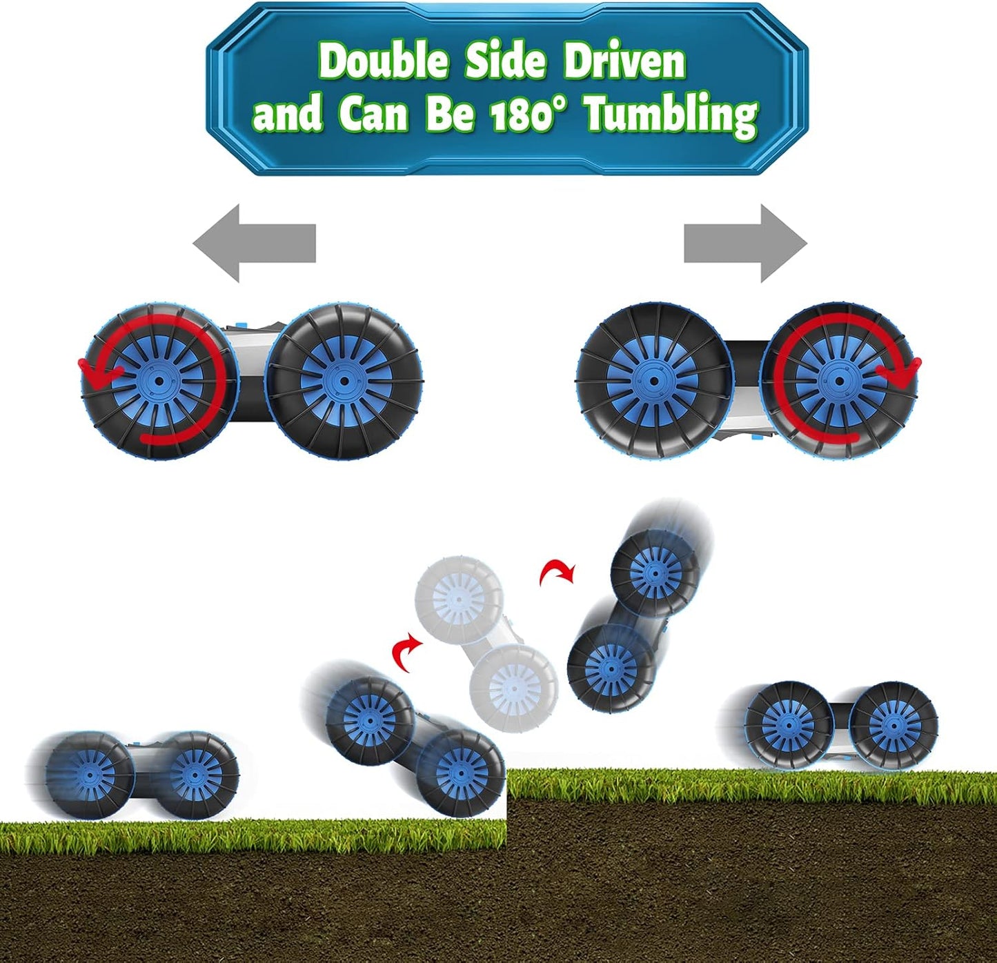 Amphibious Remote Control Car for Boys, 2.4 Ghz Remote Control Car Waterproof RC Truck Stunt Car Boat, 4WD Remote Control Vehicle Gift All Terrain Water Beach Pool Toy for Kids 6-12(Blue)