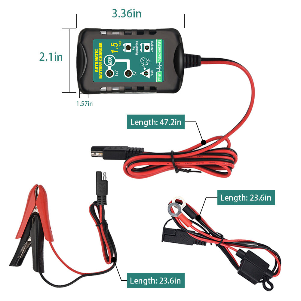 Automatic Battery Charger Maintainer Motorcycle Trickle Float for 6V 12V Battery