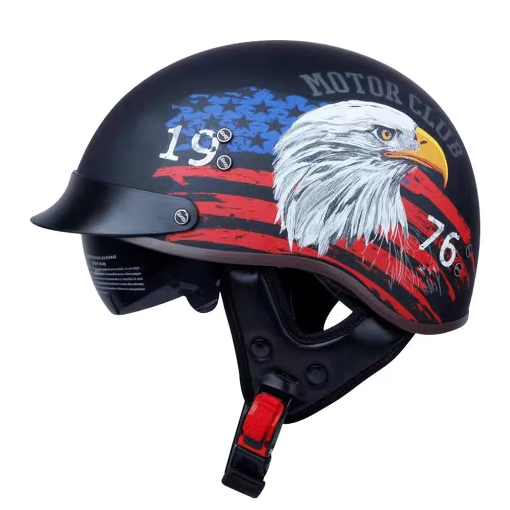 Motorcycle Helmet Casco Moto Half Helmet German Classic Moto Helmet DOT Certification Capacete De Moto with HD Visors Retro