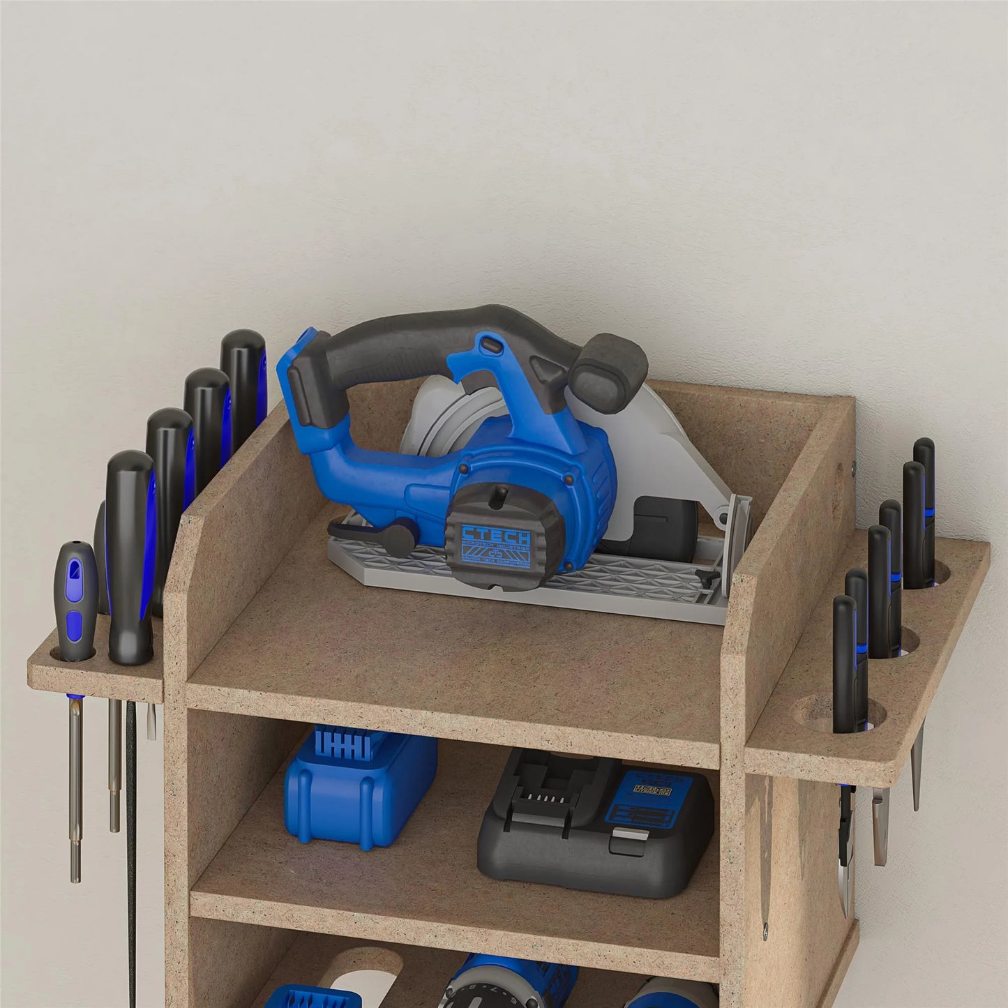 Benford Hanging Wall Mount Tool Organizer, Raw Board