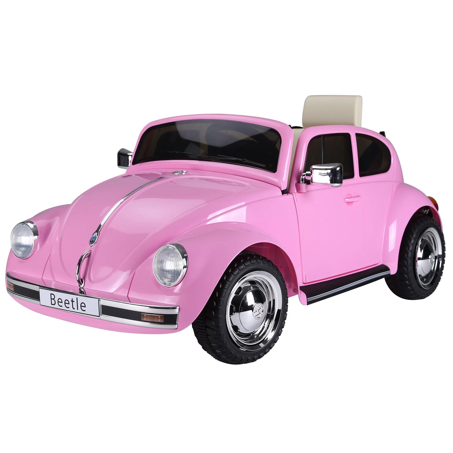 Licensed Volkswagen Beetle Electric Kids Ride-On Car 6V Battery Powered Toy with Remote Control Music Horn Lights MP3 for 3-6 Years Old Pink