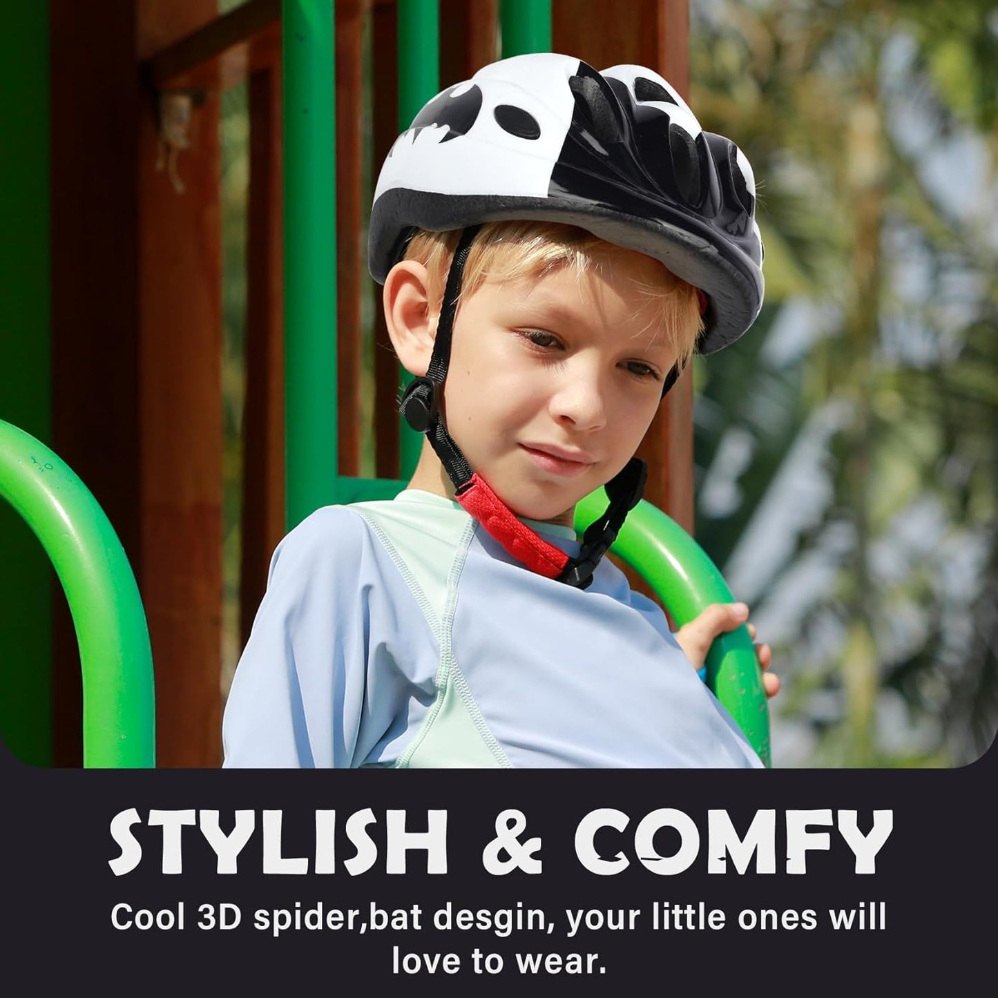 Kids Toddler Bike Helmet, Adjustable Boys Girl Helmets from Baby to Children(Age 1-8), Multi Sports for Bicycle Skate with LED Light