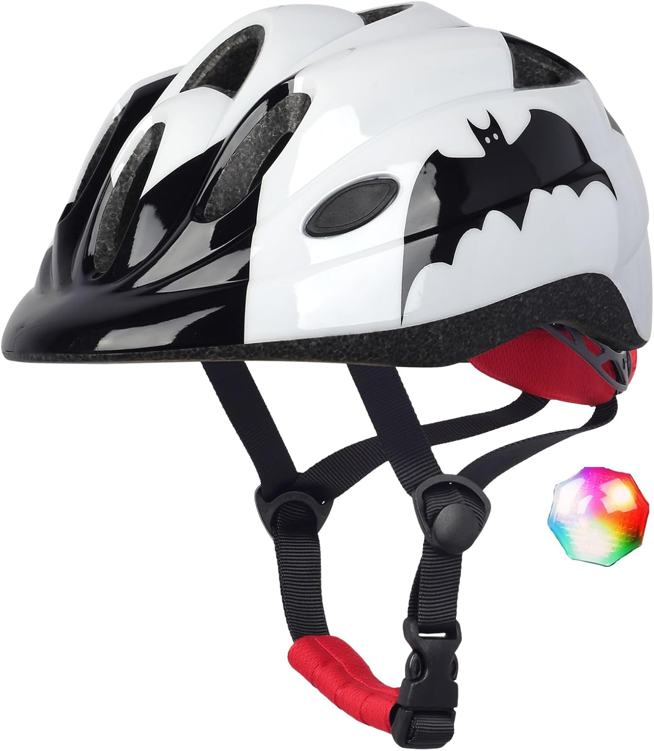 Kids Toddler Bike Helmet, Adjustable Boys Girl Helmets from Baby to Children(Age 1-8), Multi Sports for Bicycle Skate with LED Light