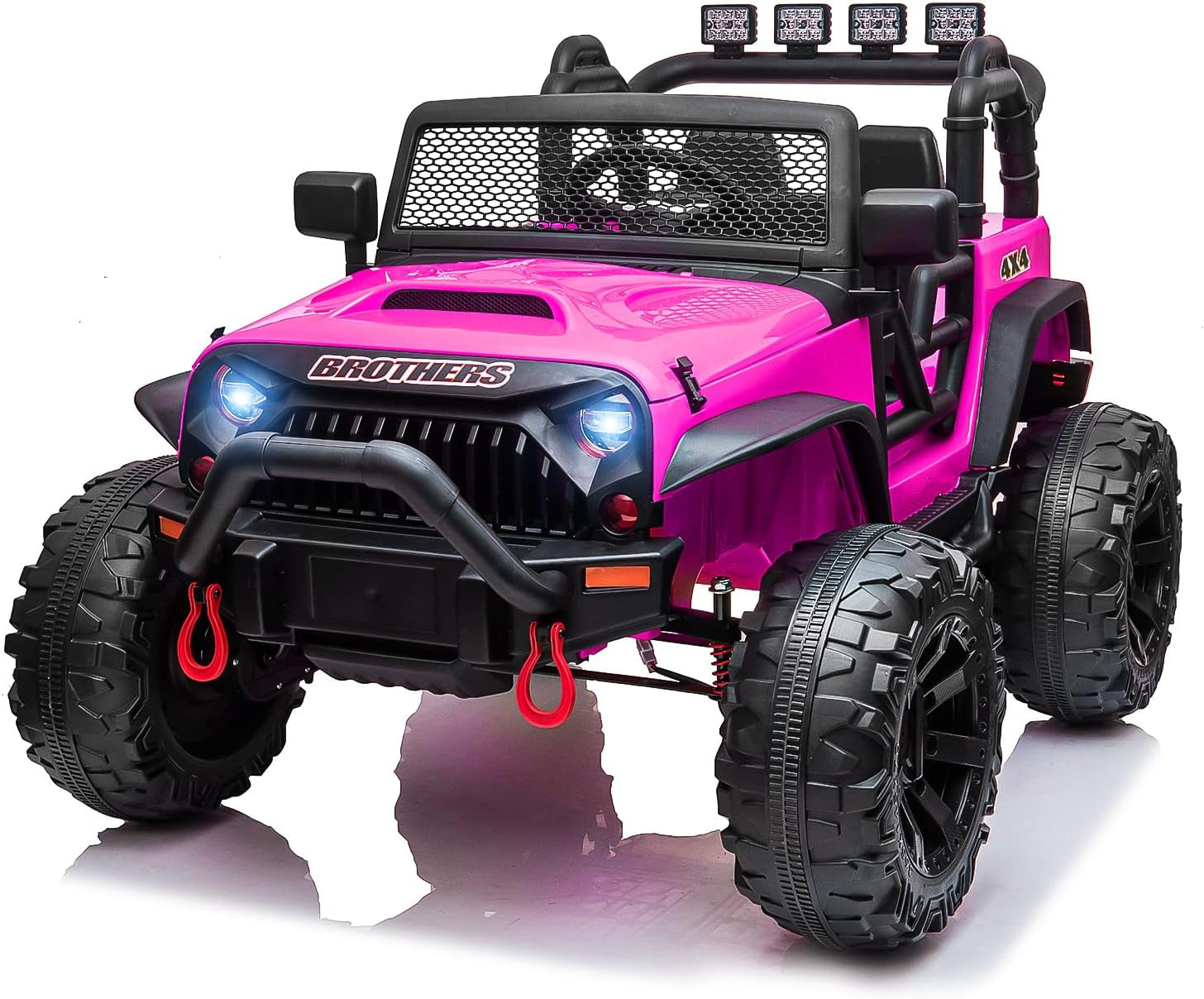 12V Kids Ride on Truck Toys with Remote Control Electric Vehicles with 3 Speeds for Boys Girls in Rose Red