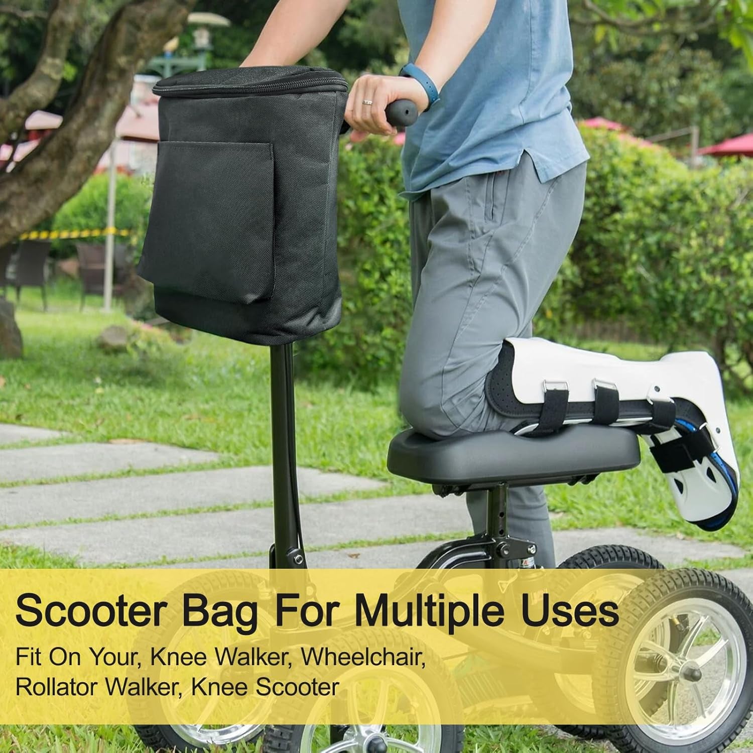 Knee Walker Handlebar Bag Scooter Basket Accessory Wheelchair Rollator Side Bag