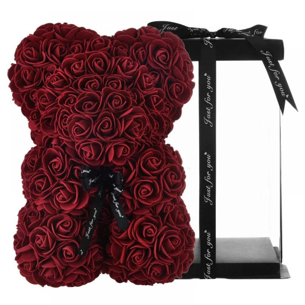 Artificial Flower Rose Bear, Rose Bear, Bear Flower, Forever Rose Immortal Flower Window Display, Anniversary Christmas Valentine'S Day Gift
