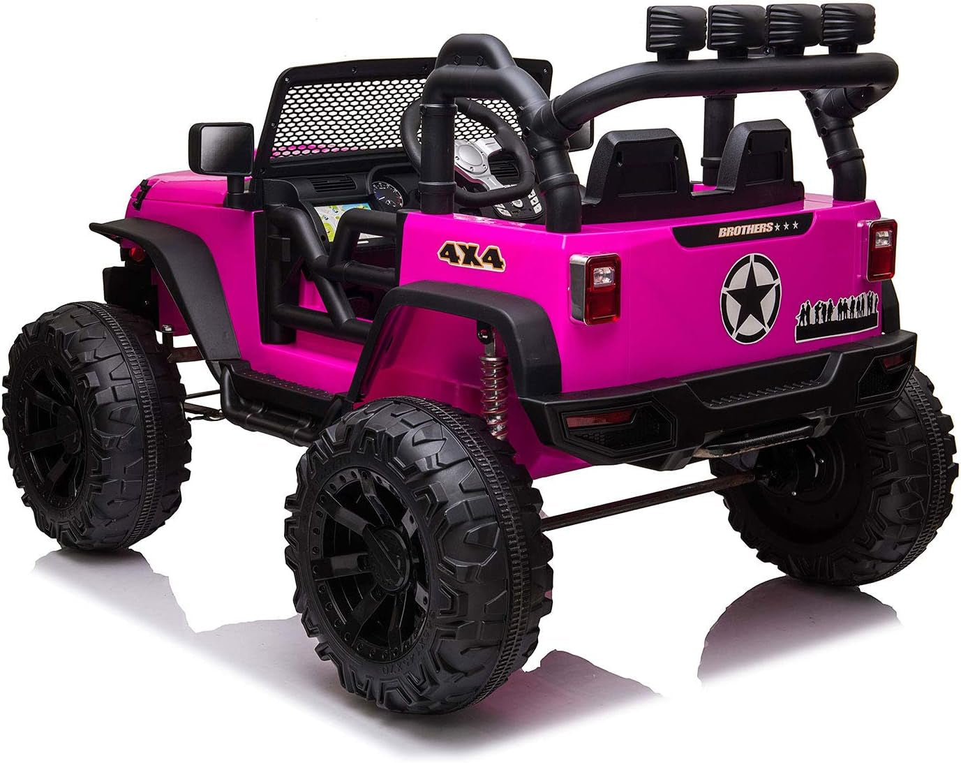 12V Kids Ride on Truck Toys with Remote Control Electric Vehicles with 3 Speeds for Boys Girls in Rose Red