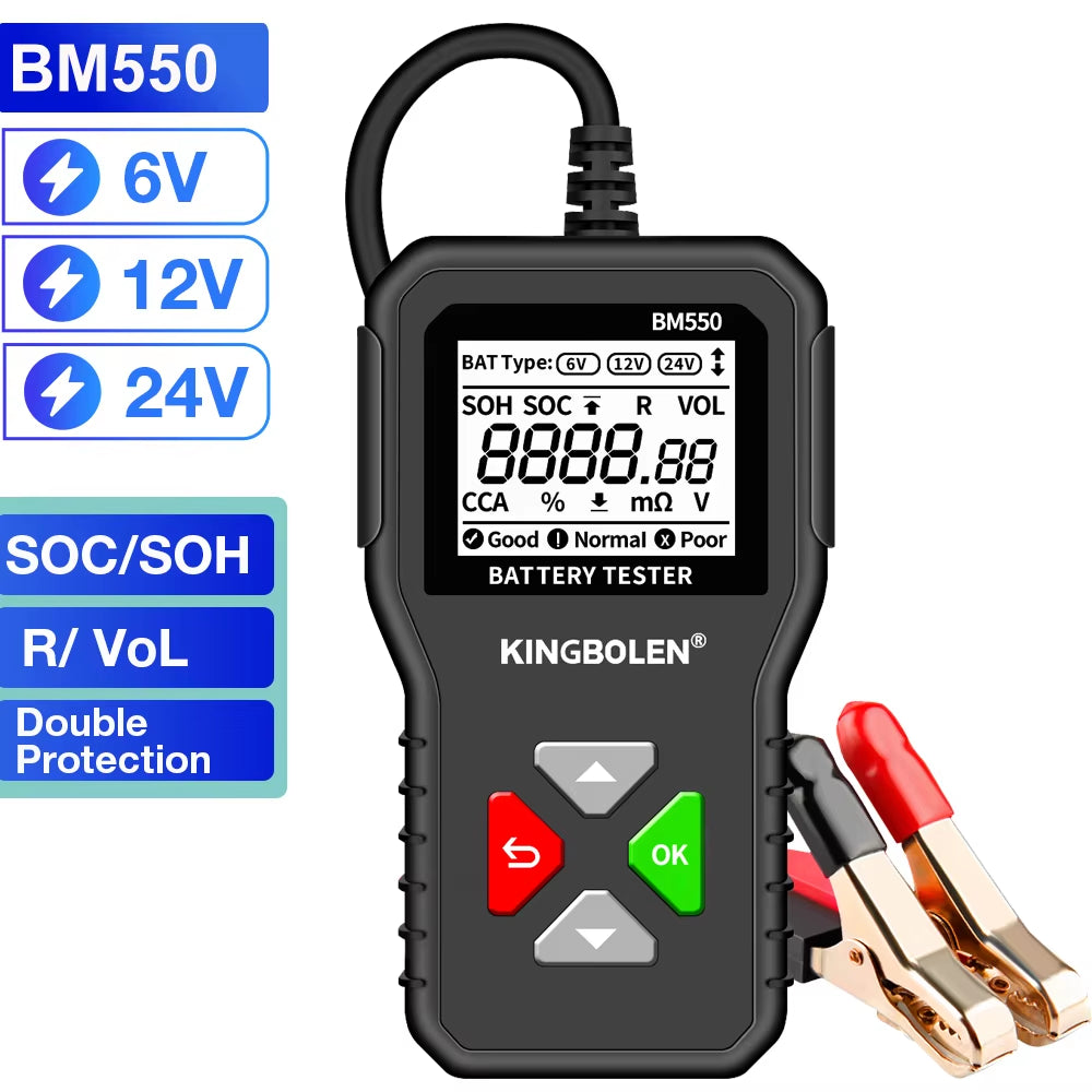 BM550, BM550 plus Car Battery Tester 6V 12V 24V Battery System Detect Auto Battery Analyzer Car Battery Tool SOC SOH