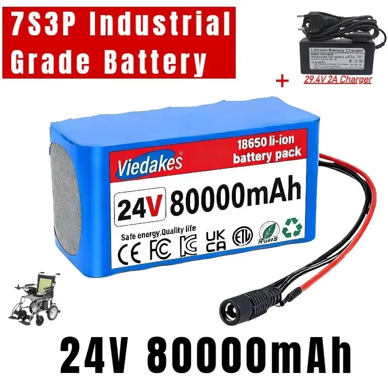 24V 100AH 7S3P Battery High Capacity - Perfect for Disabled Mobility Wheelchairs, Electric Toy Trucks & Commuter Scooters🛍️