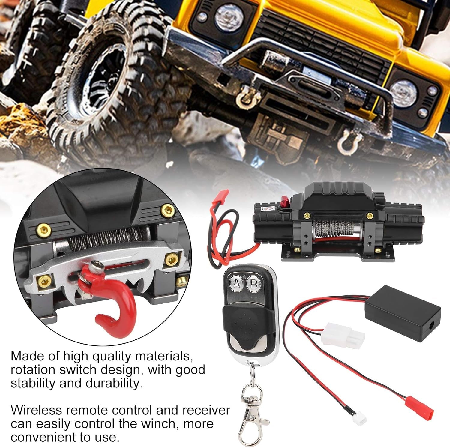 RC Winch Set, RC Metal Automatic Double Motor Simulated Winch Controller Receiver Fits for TRAXXAS Car(A Type)