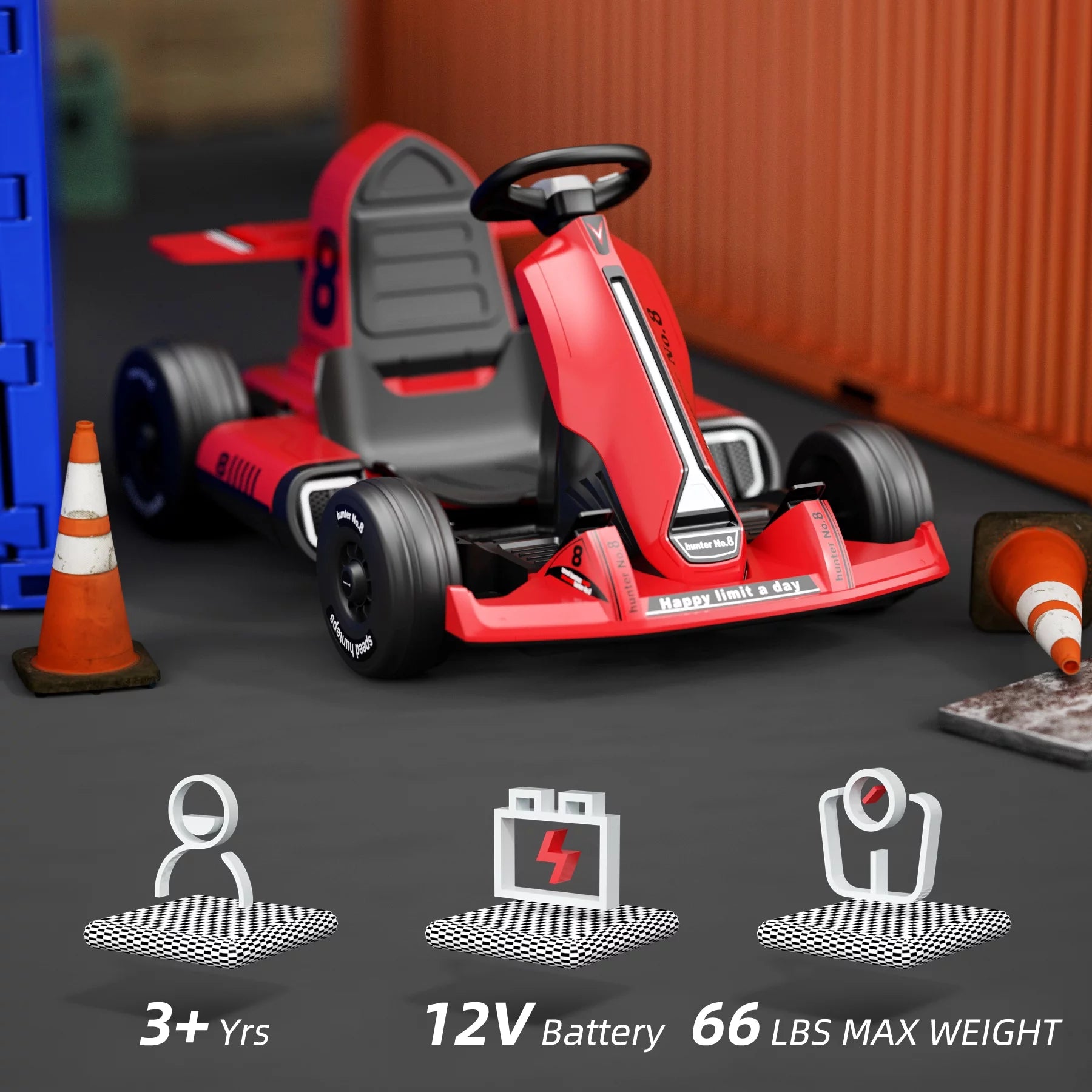 12 Volts Kids Electric Ride-On Car with Remote Control, Outdoor Go-Kart for Boys (Max Speed 5 Mph)