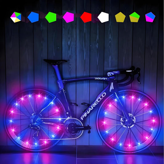 2 Pack LED Bike Wheel Lights, Ultra-Bright| 3 Lighting Modes | IP65 Waterproof | Bicycle Spoke Safety Lights Accessories for Night Riding (Kids/Adults) - Includes Durable Batteries