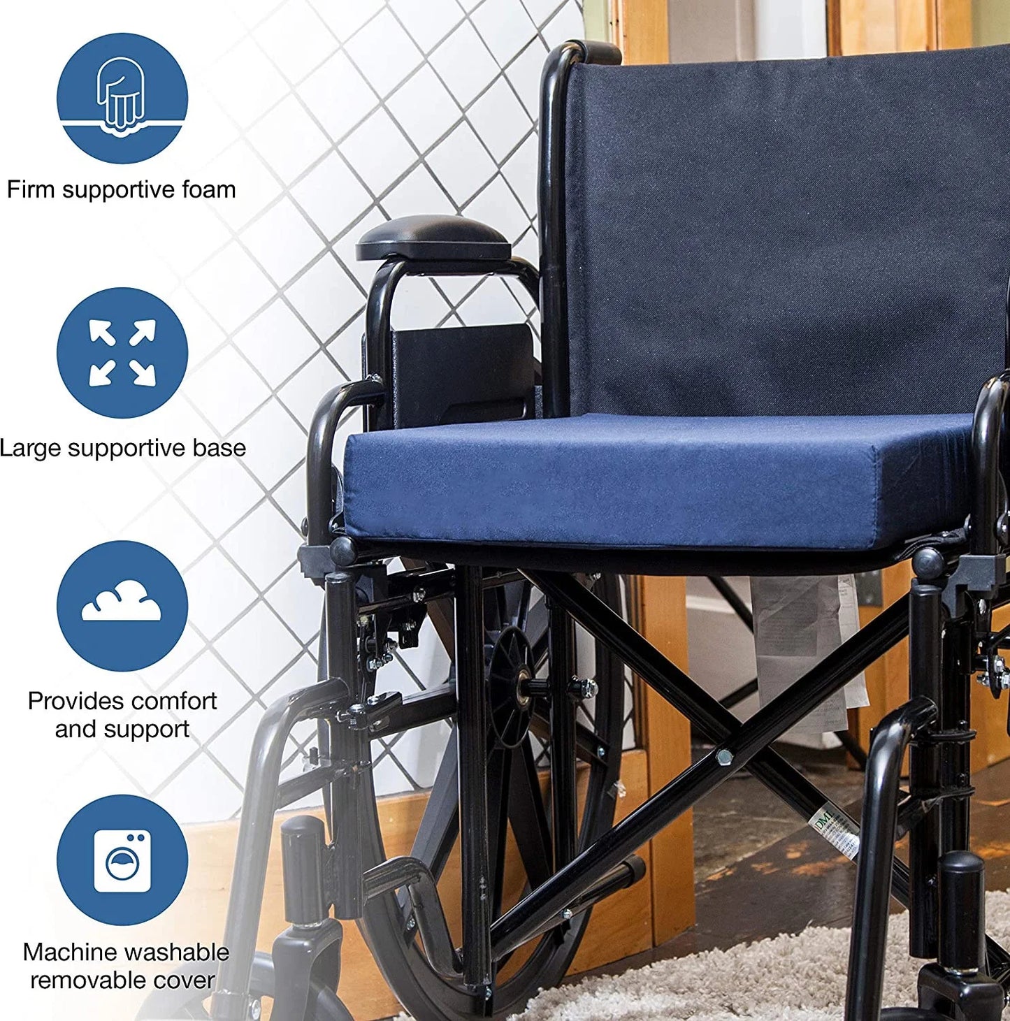 Seat and Chair Cushion, 3 X 16 X 18 in High-Density Foam Support for Wheelchairs, Office and Car Seats, FSA HSA Eligible