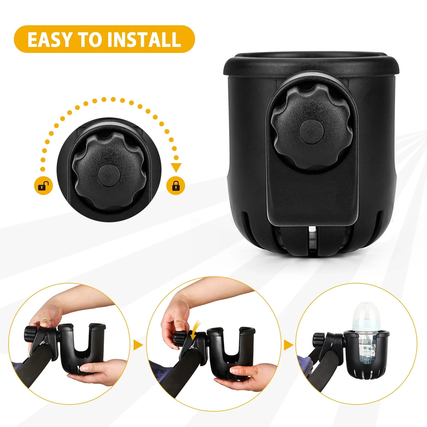 Baby Stroller Wheelchair Drink Cup Holder,4.3" Height,6.7" Length,0.35 Lbs Weight,Black