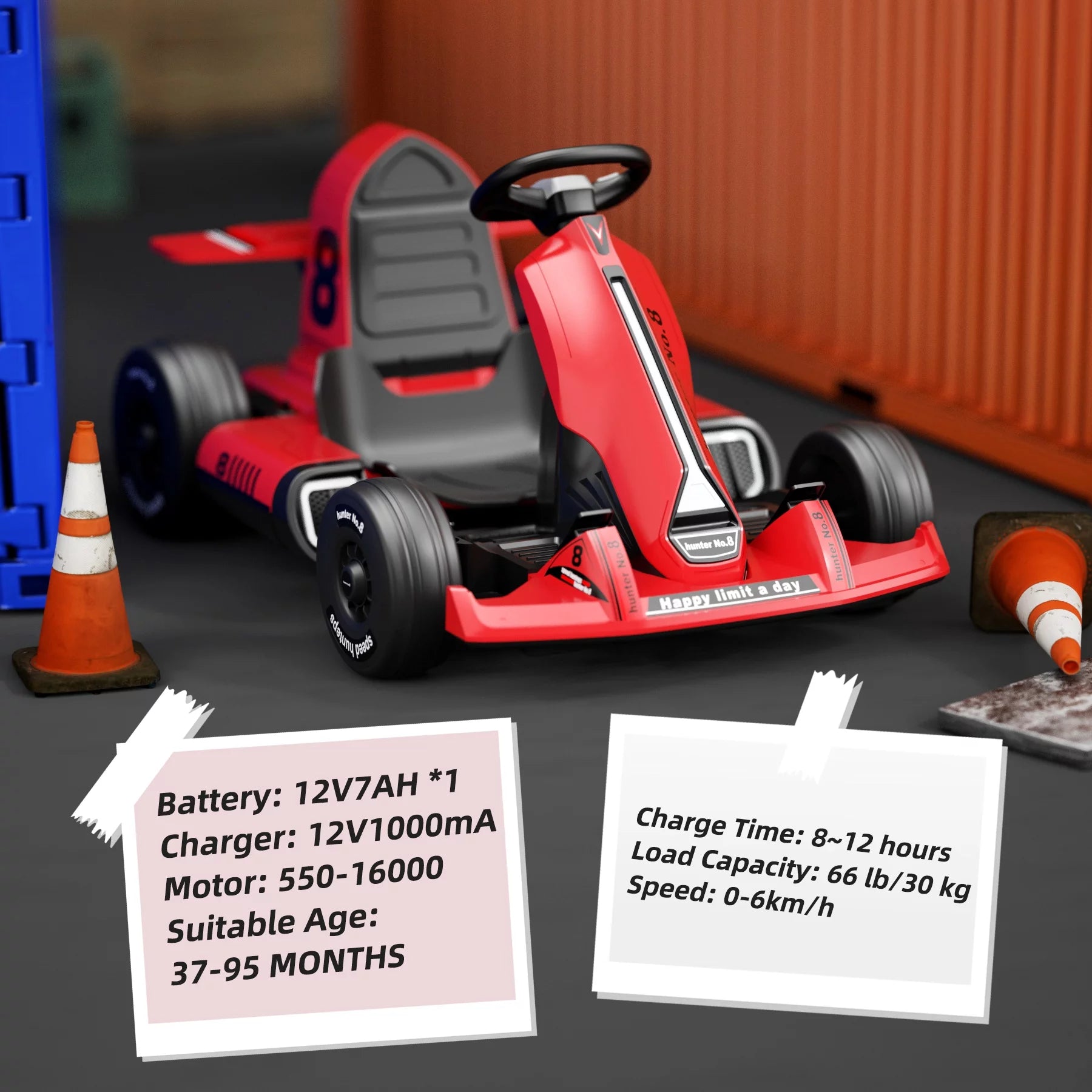 12 Volts Kids Electric Ride-On Car with Remote Control, Outdoor Go-Kart for Boys (Max Speed 5 Mph)