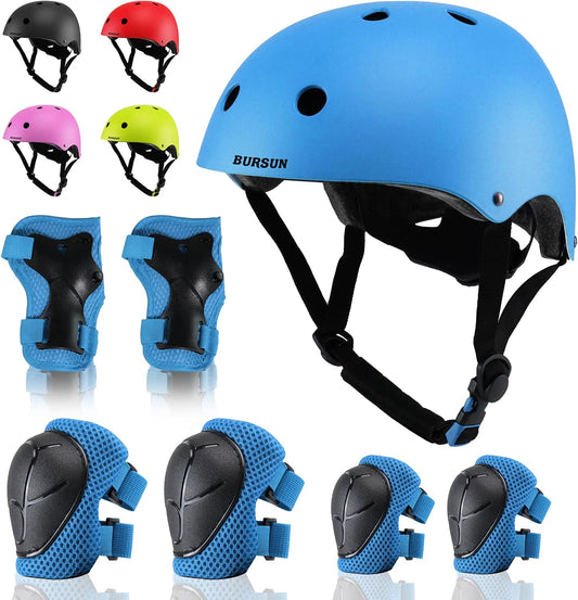 Kids Bike Helmet Set, Adjustable Toddler Helmet for Ages 2-3-5-8-14 Kids with Knee, Elbow & Wrist Pads | Multi-Sport Helmet for Skateboard Cycling Scooter Rollerblading